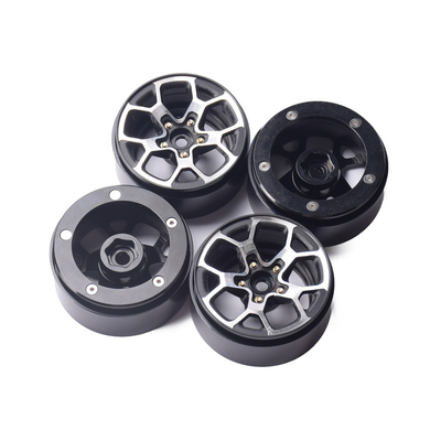 NTFHOBBY 1/10 Scale RC Rock Crawler SCX10-KM2 RR10 TRX-4 D110 D90 Aluminum Alloy 2.0 Inch Black Wheel Hub Edges Beadlock